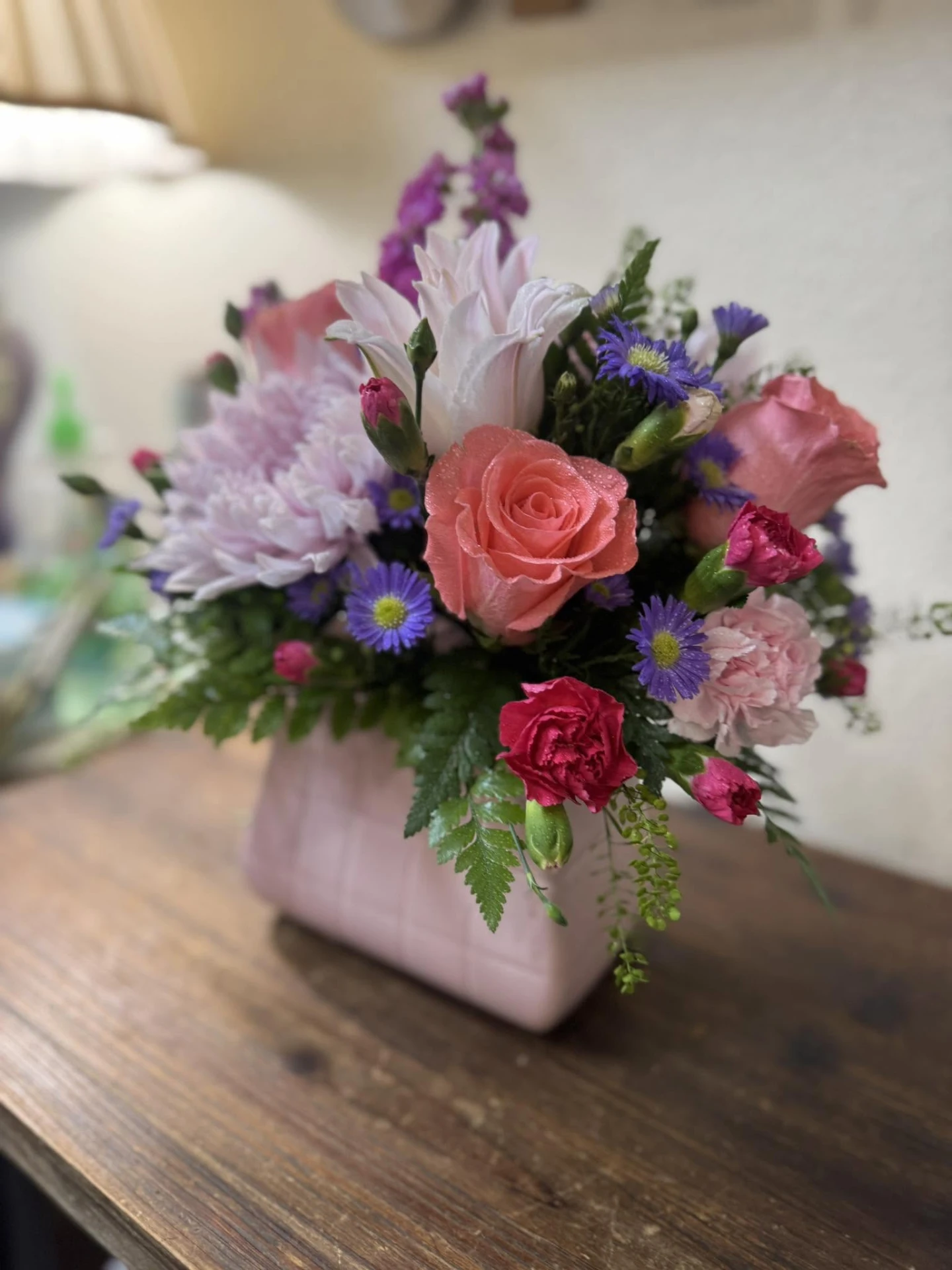 Pink roses and colorful blossoms at Angela's Floral Studio